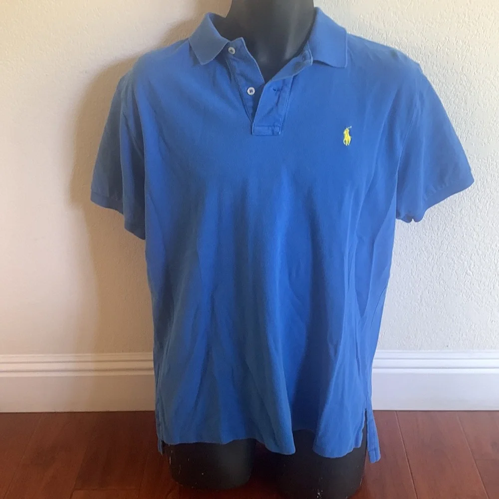 Ralph Lauren Polo Shirt Men's LARGE ROYAL BLUE Iconic Golf Short Sleeve Mesh